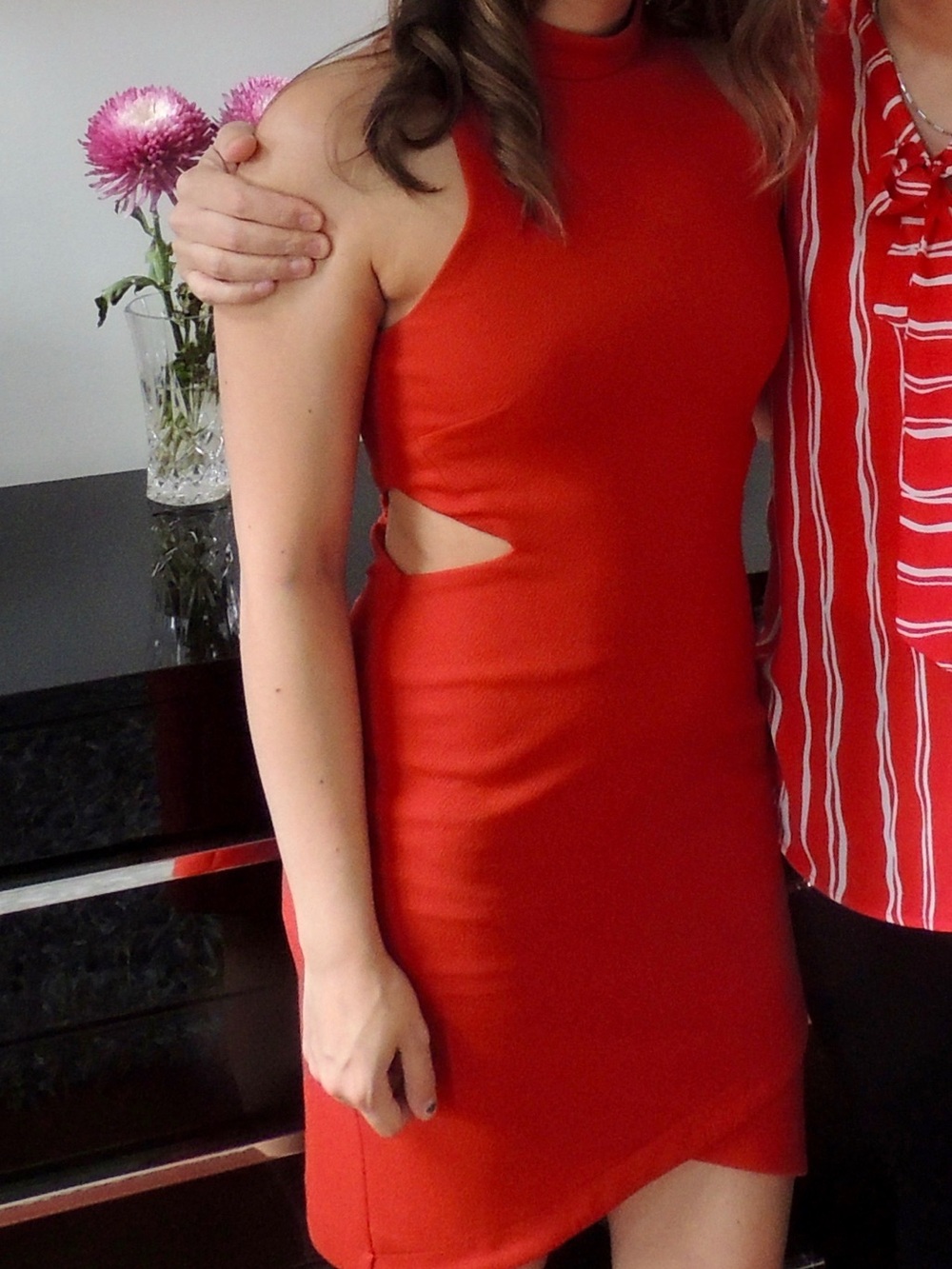 Topshop Red One-Shoulder Cutout Bodycon Dress